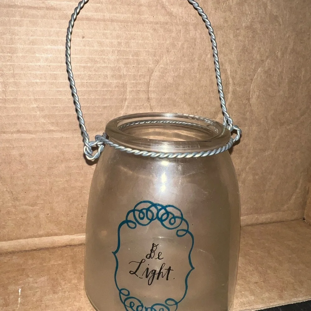 Rae Dunn Frosted Glass Lantern with Twisted Metal Handle
